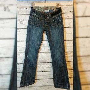 Vigoss Gold Jeans Size 0 Embellished Beaded Denim